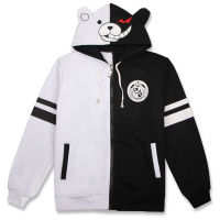 อะนิเมะ D Anganronpa Monokuma เครื่องแต่งกายคอสเพลย์สีดำสีขาวหมีซิปขึ้นผู้ใหญ่ผู้ชายเสื้อกันหนาวหมวกผู้ชายผู้หญิงฤดูใบไม้ร่วงเสื้อคลุมด้วยผ้าเคปเสื้อ