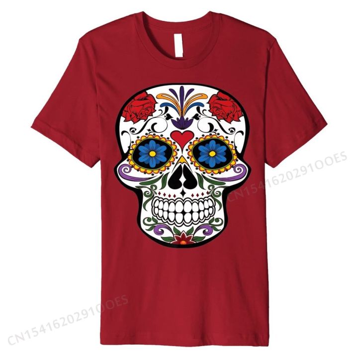 skull-and-roses-halloween-premium-t-shirt-cotton-slim-fit-tops-amp-tees-faddish-youth-t-shirts-summer