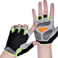 hotx【DT】 Silicone Anti-slip Anti-sweat Cycling Gloves Men Half Breathable Anti-shock D40