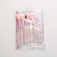 ♘◆ 7 a hot style of transparent liquid crystal candy brush. Diamond particles makeup brush handle quicksand sequins PVC packaging