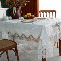 Tablecloth Embroidered white Golden Velvet Gold Luxury Table Dining Table Cover Table Cloth Flower Lace Cabinet Dust Cover