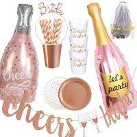 Bride To Be Big ขวดไวน์บอลลูน Cheers แบนเนอร์เพื่อนเจ้าสาวทีมเจ้าสาวงานแต่งงานตกแต่ง Bachelorette Party Supplies บนโต๊ะอาหาร-Giers