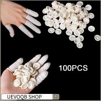 UEVOQB SHOP 100PCS แบบใช้แล้วทิ้ง เครื่องมือทำเล็บ น้ำยาง ถุงมือป้องกัน ปลอกนิ้ว ถุงมือยาง เตียงเด็ก