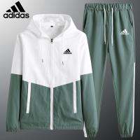 №☽ ?M-6XL?ADIDAS ชุดกีฬากลางแจ้ง ชุดวอร์มกีฬายิมผู้ชายชุด 2 ชิ้น （เสื้อ กางเกง） ยางยืดชุดกันเหงื่อเสื้อกางเกงจ็อกกิ้ง