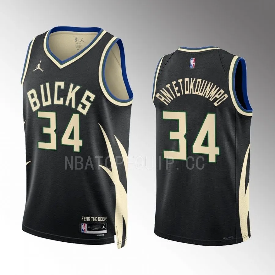 NBA Milwaukee Bucks Black & Gold #34 Jersey,Milwaukee Bucks