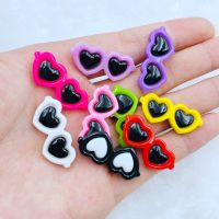 【jw】►▥∈  14Pcs New Resin Cartoon Heart-Shaped Glasses Flat Back Scrapbook Kawaii Embellishments Accessories C76