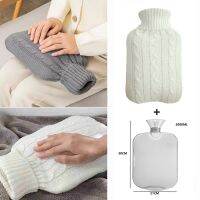 2000ml Safe Hot Water Bottle Solid Color PVC Silicone Washable Thermos Soft Knitted Cover Removable Winter Hand Warmer Supplies