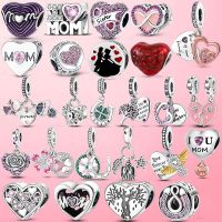 Beads 925 Silver Infinity Love Mum Heart Mom Dangle Charm Fit Charm Pandora Bracelet Plata de ley 925 Silver Original Jewelry