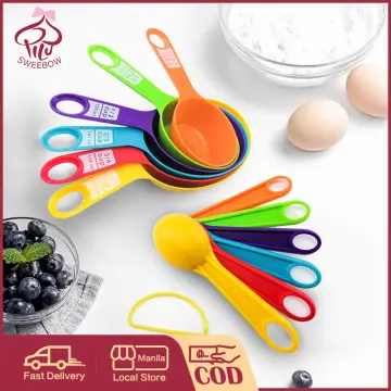 Colorful 5pc Plastic Measuring Spoon Set For Baking Kitchen Use, Free  Shipping