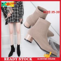 COD dsdgfhgfsdsss hchai shop ready stock boots women ankle boots Womens Boots Elastic High-heeled Square Toe Knitted Socks casual boot