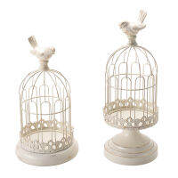 เชิงเทียนโลหะย้อนยุค Wrought Iron Bird Cage Ornaments Soft Decorations Romantic Candle Light Dinner Props