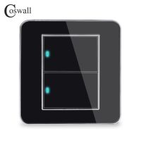 แบรนด์ Coswall 2แก๊ง1วิธีสุ่มคลิก/ปิดสวิทช์ไฟติดผนังมีอินดิเคเตอร์ LED แผงคริสตัลอะคริลิค