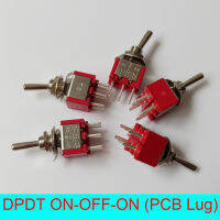 10pcsLot DPDT 6Pins 3Position ON-OFF-ON Miniature Rocker Toggle Switch with PCB Lug,3A250VAC,6A125VAC