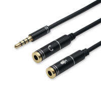 สายแปลง AUX 3.5mm ไปเป็น 2 AUX Audio แยก เสียงและไมค์ เหมาะสำหรับโทรศัพท์มือถือ,แท็บเล็ต,โน๊ตบุ๊ค,ทีวี,PS4,PS5