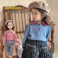 Children Clothing Spring Autumn Girls Korean Sweet Flower Embroidery Tops Doll Collar T-Shirt