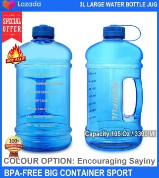 GEMFUL Large Water Bottle Motivational 100 oz - Leakproof Big Jug