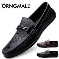 ORNGMALL รองเท้าหนังแท้สำหรับรองเท้าโลฟเฟอร์ผู้ชาย,รองเท้าหนังลำลองสำหรับธุรกิจรองเท้าหนังนุ่มคลาสสิกระบายอากาศได้ดีรองเท้าส้นเตี้ย38-44