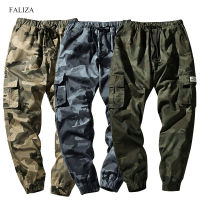 FALIZA New Mens Joggers Pants Spring Camo Cargo Pants Camouflage Hip Hop Streetwear Pockets Male Harem Trousers Plus 7XL CK115