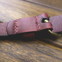 New Dark brown cowhide leather suspenders Women men strap head skin british retro tri-clamp suspenders Braces wide 2CM