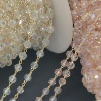 2Meters AB Color Crystal Beaded Chains Copper Link Chain Glass Beads for Bracelet Necklace Jewelry Curtain DIY Accessories Beads