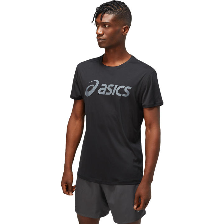 asics-silver-asics-top-men-running-เสื้อ-ผู้ชาย-เสื้อ-เสื้อคอกลม-ของแท้-black-grey