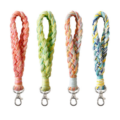 Retro Rainbow Keychain INS Wind Keyring Accessory Handwoven Keyring Bohemian Keychain Rainbow Wrist Strap Keychain