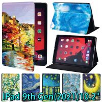 ใหม่สำหรับ iPad 10.2นิ้วเคส2021 IPad รุ่น9th Funda Ipad 9แท็บเล็ตปกขาตั้งพับเก็บได้ภาพวาดชุดรูปแบบ