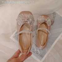 【hot】☁  Mary 2022 Fashion Rowtie Shoes Baby Kids Flats Brand Rhinestone Glitter Soft Sole