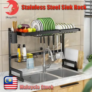 Dish Racks for Kitchen Counter, 2 Tier Dish Drying Rack with Drainboard,  Large Capacity Dish Drainer with Utensil Holder and Ext - AliExpress