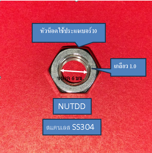 น็อตตัวเมีย-เบอร์10-m6-เกลียวมิล-1-0-วัสดุ-สแตนเลส-304-1ถุง20ตัว