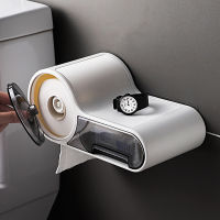 Free Punching Bathroom Toilet Paper Holder Paper Tissue Box Plastic Toilet Dispenser Wall Mounted Roll Paper Storage Box