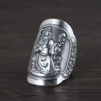 Fashion new retro ring mens wide-faced Duke Guan carved broadsword opening gift ring retro exquisite gifts