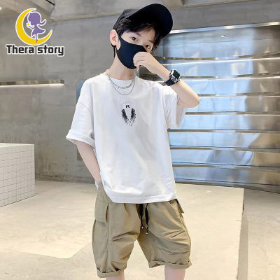 Thera Boy เสื้อยืดแขนสั้น คอกลมเสื้อแบบหลวมแฟชั่นแขนสั้นการ์ตูน