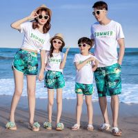 Summer Beach Family Matching Outfits Mum Daughter Dad Son CottonT-shirt&amp; Short Pants Holiday Seaside Couple Lovers Clothing