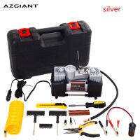 AZGIANT แบบพกพา12โวลต์150PSI คู่กระบอกปั๊มพองกับกระเป๋าเดินทางรถเครื่องอัดอากาศที่มีกล่องเครื่องมือปั๊มพอง