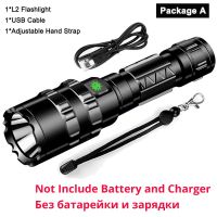 L2 PACKAGE A white light Tactical Flashlight 100000LM USB Rechargeable Torch Waterproof Powerful Hunting Light With Clip Hunting Shooting Gun Accessories