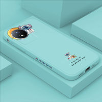 เคสโทรศัพท์พร้อมใช้สำหรับ Vivo Y02การ์ตูนนักบินอวกาศดีไซน์ดวงจันทร์เคสโทรศัพท์ดีไซน์ด้านข้างลายขอบสี่เหลี่ยมของเหลวปลอกซิลิโคนกล้องคลุมทั้งหมดเคสป้องกันทนแรงกระแทก