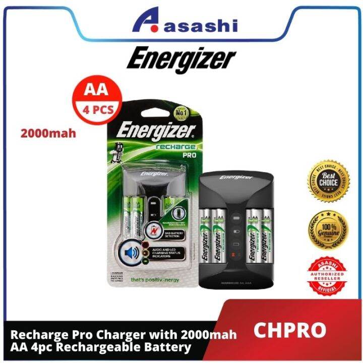 Energizer CHPRO Recharge Pro Charger with 2000mah AA 4pc Rechargeable