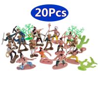 20Pcs Indians West Cowboy Cactus Plastic Classic Toys Children Toy Gift Ancient Indian Military Soliders Model Figure Playset