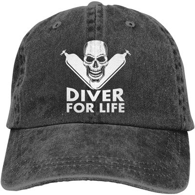 Unisex Diver For Life Vintage Washed Twill Baseball Caps Adjustable Hats Funny Humor Irony Graphics Of Adult Gift Black