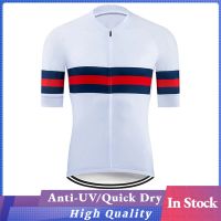 【In Stock】Mens Short Sleeve Cycling Jersey Polyester Red / White Stripes Bike Jersey Top Mountain Bike MTB Road Bike Cycling UV Resistant Breathable Quick Dry Sports Clothing Apparel / Stretchy