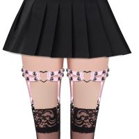 【cw】 Punk Goth Elastic Bondage Garter Leg Thigh Clothing Accessory Suspender Stockings Clip 【hot】