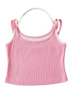 【HOT】♕┅☃ s Halter Fitted Cami Sleeveless Contrast Color Neck Going Out