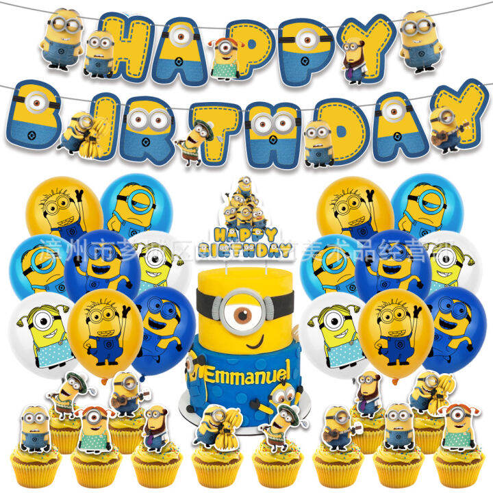 Minions Despicable Me Birthday Theme Party Decoration Layout Banner ...