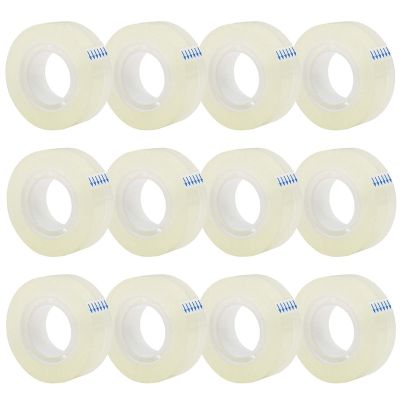 12 X Transparent Tape Refills Clear Tapes Transparent Glossy Tape Clear Tape, All-Purpose Transparent Glossy Tape for Office, Home, School