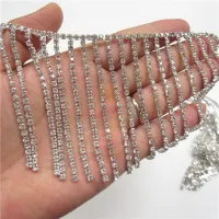 【CW】 Rhinestone Chain Diamante Trim Necklace Applique Gem Wedding 8cm Width