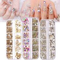 【CW】 12 Girds/Box Gold Rhinestones Flatback Glitter Decorations