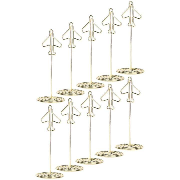 10pcs-memo-clip-holder-table-number-name-card-holder-desktop-metal-business-card-photo-gold-plane-frame-with-base