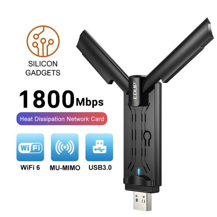 ตัวรับสัญญาณไวไฟ AX1800 USB 3.0 WiFi 6 Adapter 2.4GHz/5GHz Dual Band ...