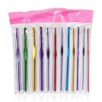 【YF】 12Pcs/Set Popular Lovely Metal Handle Crochet Hook Knitting Needles Set Aluminum Bamboo (2Mm-8Mm) Free Shipping